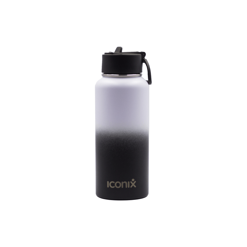 Iconix White and Black Stainless Steel Hot and Cold Flask - Straw Lid Bottles and Flasks Iconix 