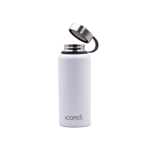 Iconix White Stainless Steel Hot and Cold Flask - Stainless Steel Lid Bottles and Flasks Iconix 