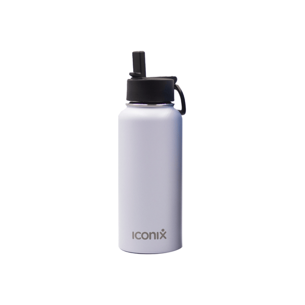 Iconix White Stainless Steel Hot and Cold Flask - Straw Lid Bottles and Flasks Iconix 