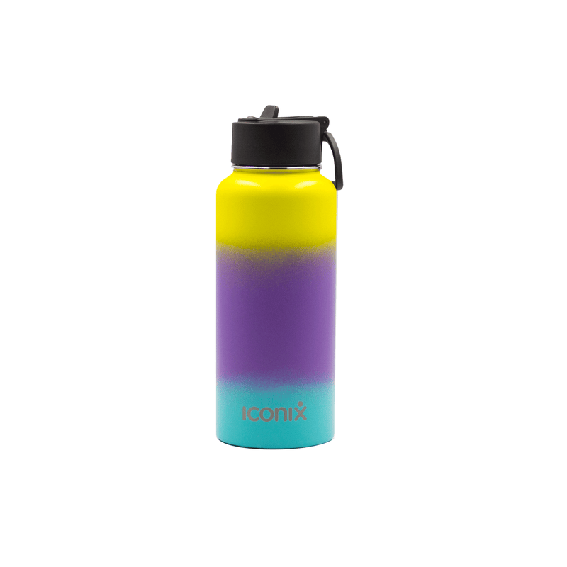 Iconix Yellow and Blue Stainless Steel Hot and Cold Flask - Straw Lid Bottles and Flasks Iconix 