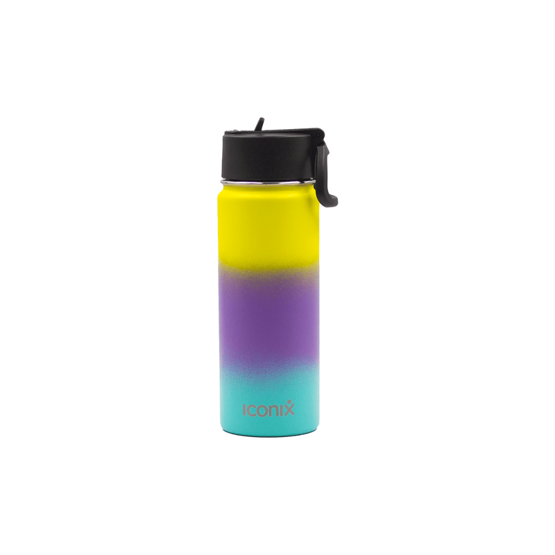 Iconix Yellow and Blue Stainless Steel Hot and Cold Flask - Straw Lid Stainless Steel Flasks Iconix 