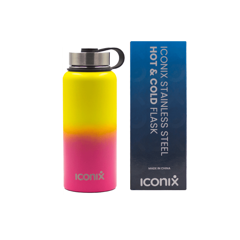 Iconix Yellow and Pink Stainless Steel Hot and Cold Flask - Stainless Steel Lid Bottles and Flasks Iconix 