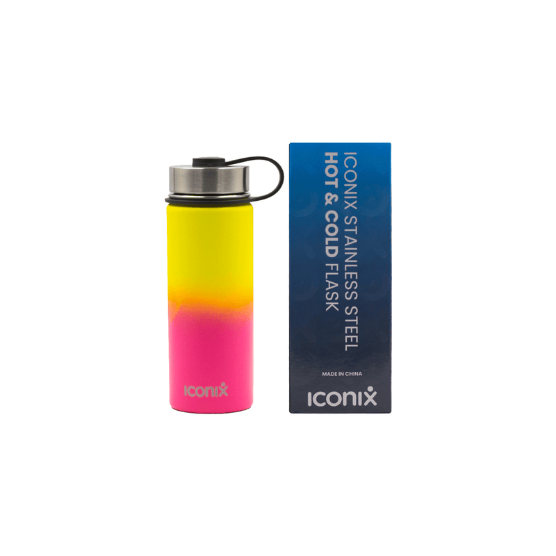 Iconix Yellow and Pink Stainless Steel Hot and Cold Flask - Stainless Steel Lid Stainless Steel Flasks Iconix 