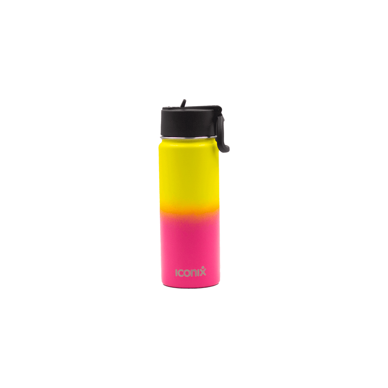Iconix Yellow and Pink Stainless Steel Hot and Cold Flask - Straw Lid Stainless Steel Flasks Iconix 