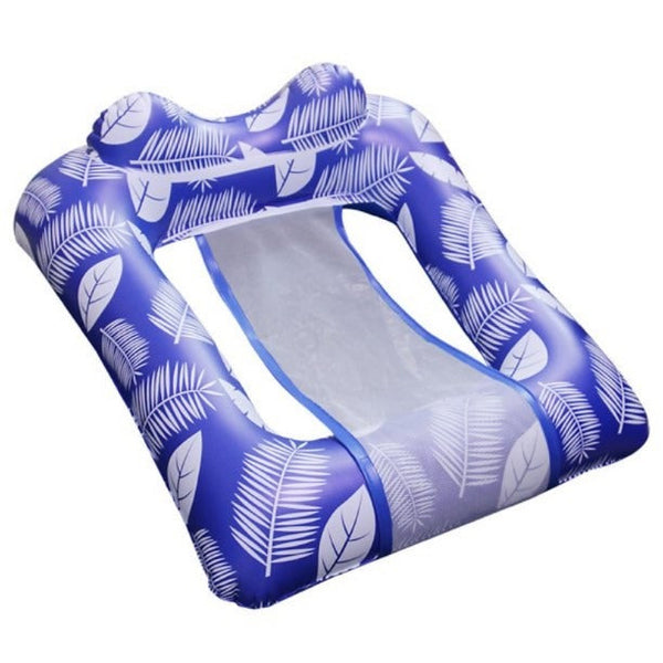 Inflatable Pool Float Chair hammock with Contour Headrest - Blue Leaf Pool Accessories Iconix 