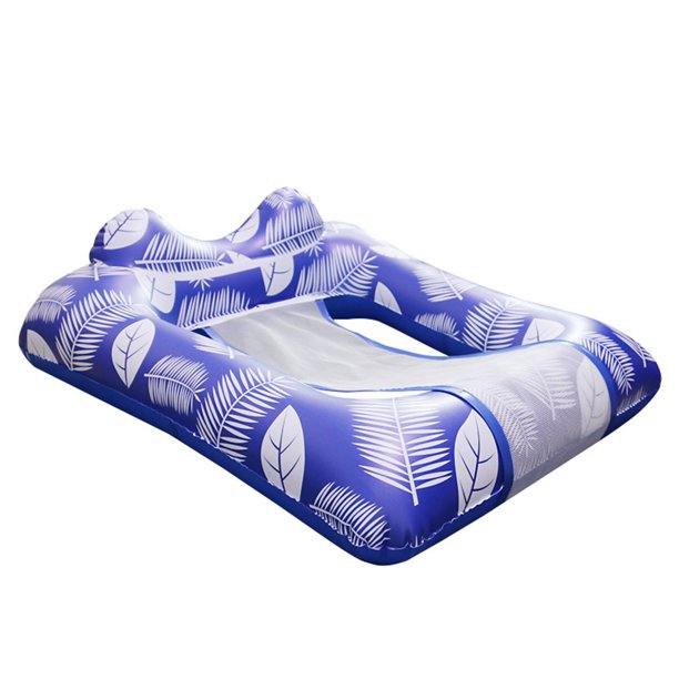 Inflatable Pool Float Chair hammock with Contour Headrest - Blue Leaf Pool Accessories Iconix 