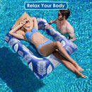 Inflatable Pool Float Chair hammock with Contour Headrest - Blue Leaf Pool Accessories Iconix 