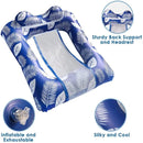 Inflatable Pool Float Chair hammock with Contour Headrest - Blue Leaf Pool Accessories Iconix 