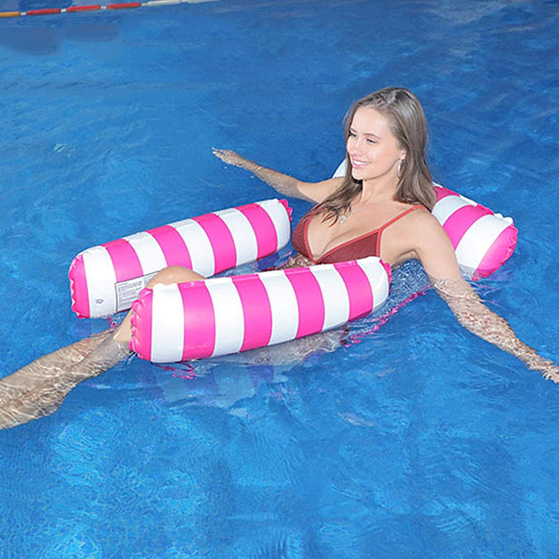 Inflatable Pool Hammock Lounger Chair - Pink Striped Pool Accessories Iconix 