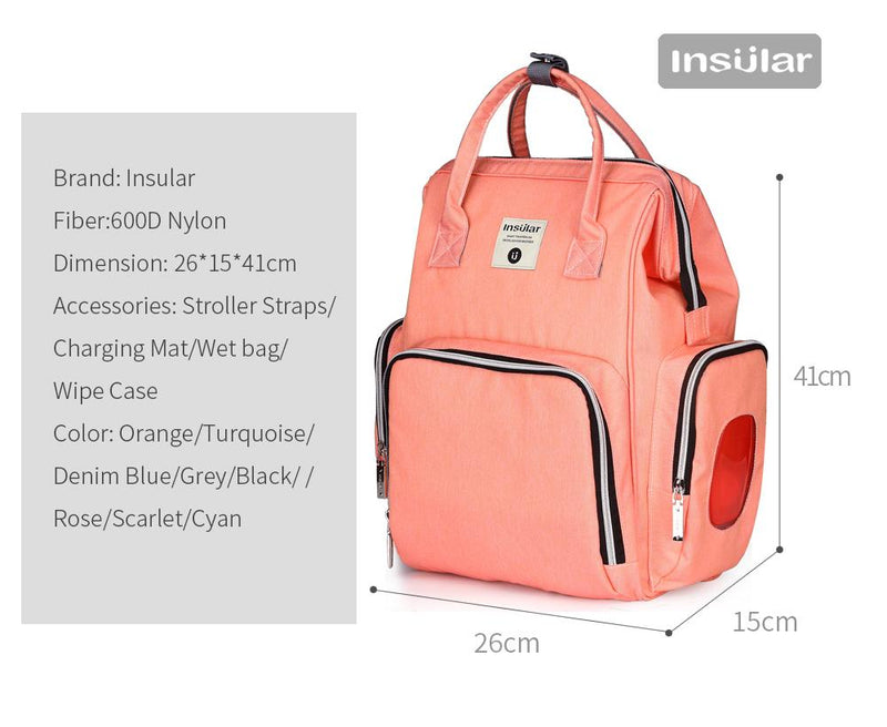 Insular Mommy Nappy Bag Backpack with wipe case Kids Iconix 