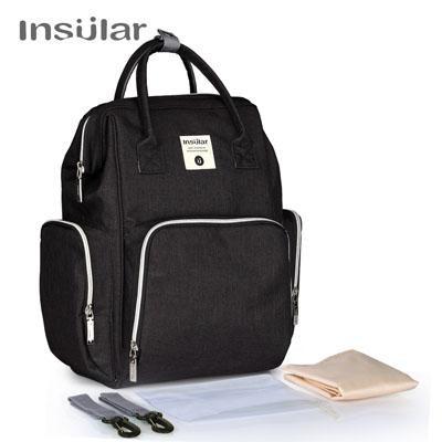 Insular Mommy Nappy Bag Backpack with wipe case Kids Iconix Black 