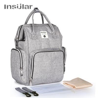 Insular Mommy Nappy Bag Backpack with wipe case Kids Iconix Light Grey 