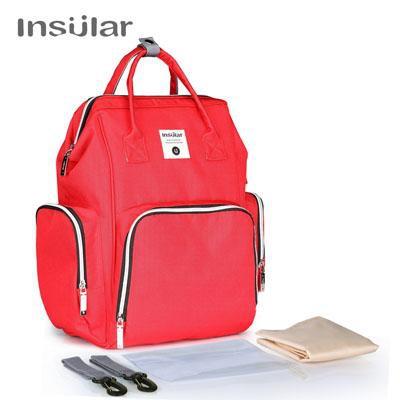 Insular Mommy Nappy Bag Backpack with wipe case Kids Iconix Red 