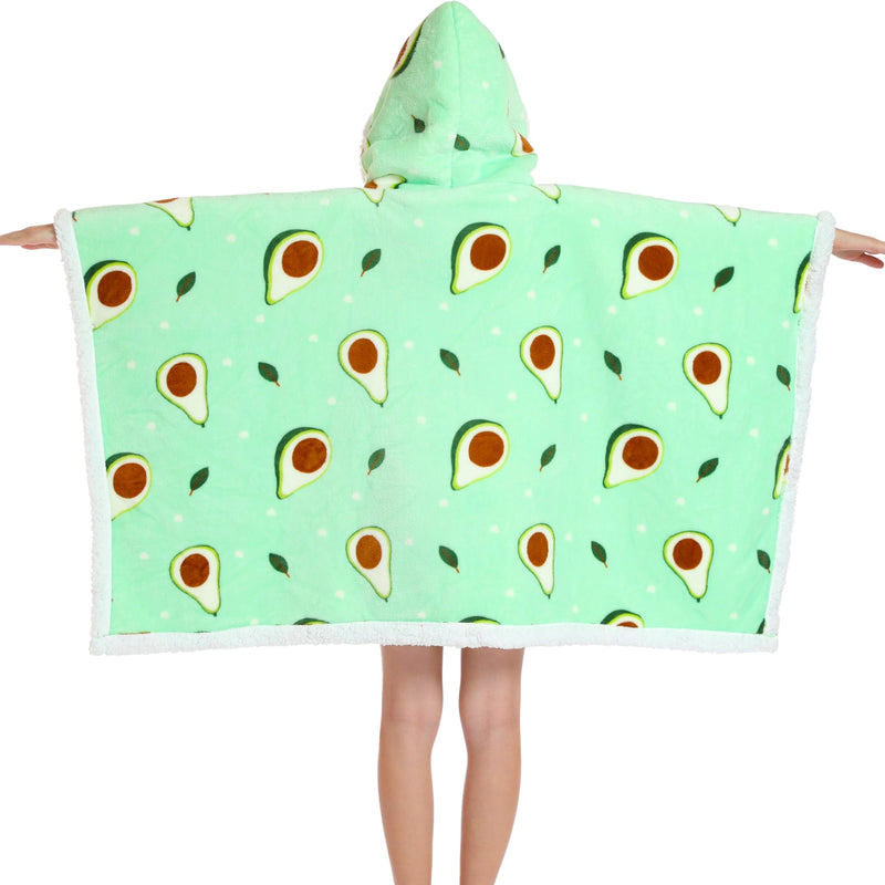 Kids 2 in 1 Avocado Hooded Poncho Blanket Kids Blanket Hoodies Iconix 