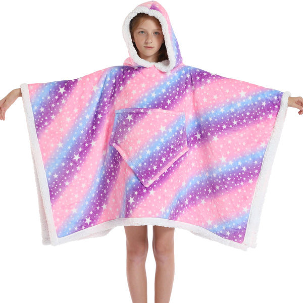 Kids 2 in 1 Cosmic Waves Hooded Poncho Blanket Kids Blanket Hoodies Iconix 