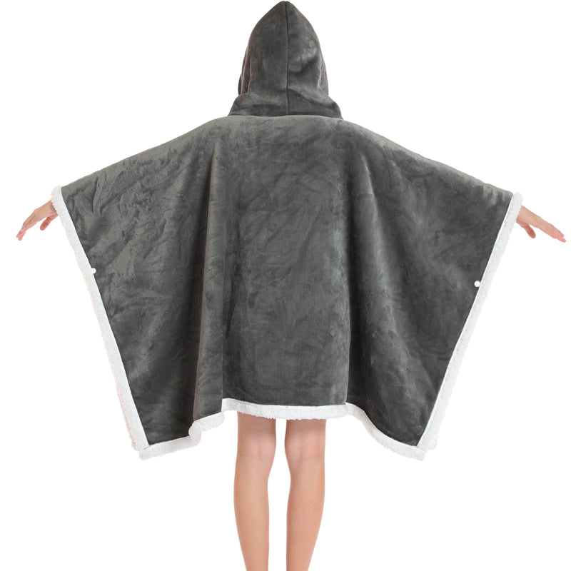 Kids 2 in 1 Dark Grey Hooded Poncho Blanket Kids Blanket Hoodies Iconix 