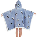 Kids 2 in 1 Grey Boston Terrier Hooded Poncho Blanket Kids Blanket Hoodies Iconix 