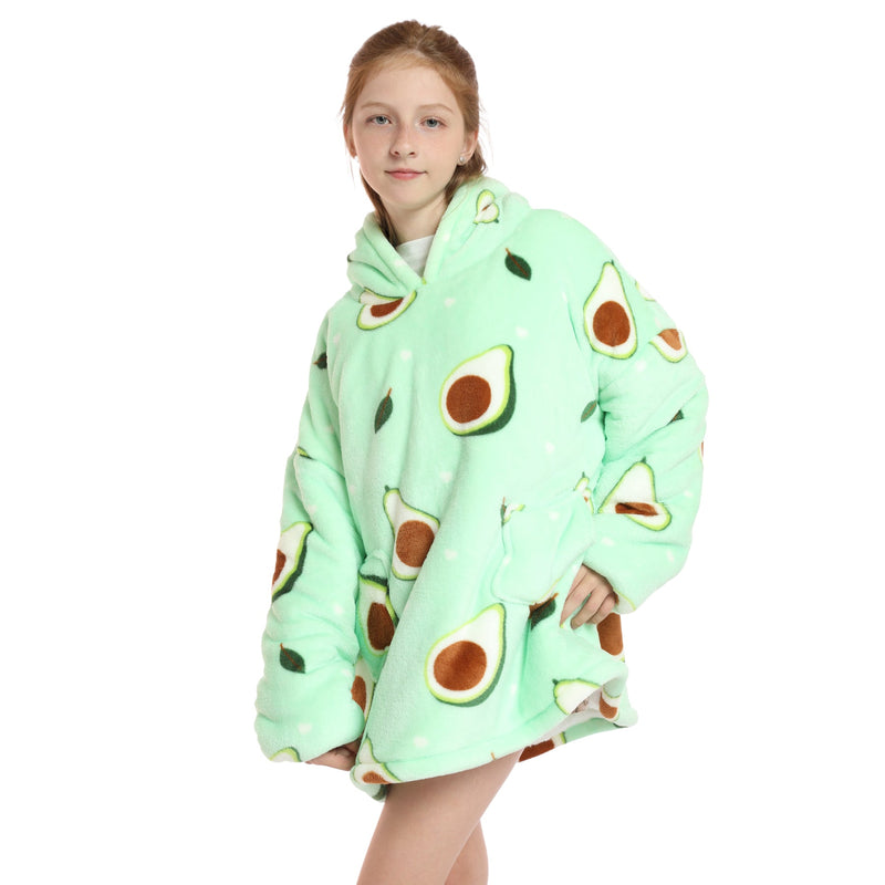 Kids Avocado Oversized Plush Blanket Hoodie Kids Blanket Hoodies Iconix 