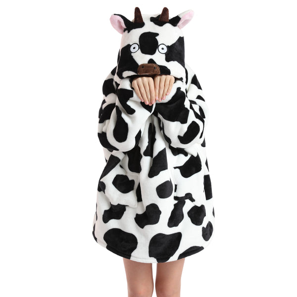 Kids Cheeky Cow Oversized Plush Blanket Hoodie Kids Blanket Hoodies Iconix 