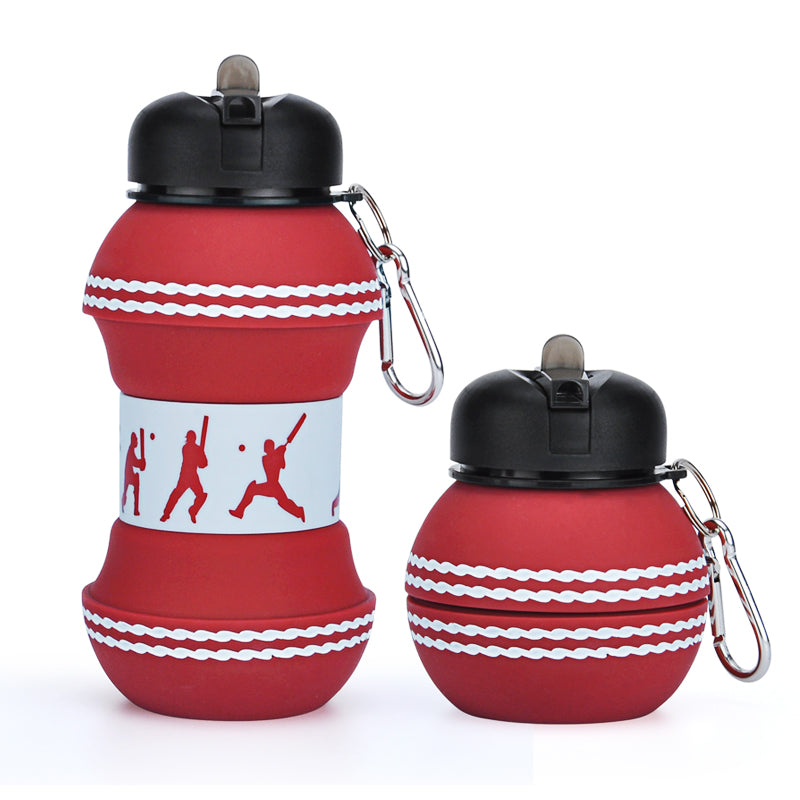 Kids Collapsible Silicone Water Bottle - Cricket Ball Iconix 