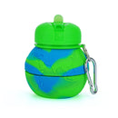 Kids Collapsible Silicone Water Bottle - Global Blue and Green Iconix 