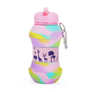 Kids Collapsible Silicone Water Bottle - Global Pink and Green Iconix 