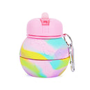Kids Collapsible Silicone Water Bottle - Global Pink and Green Iconix 