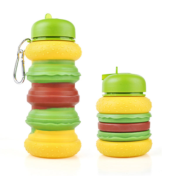 Kids Collapsible Silicone Water Bottle - Hamburger Iconix 