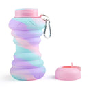 Kids Collapsible Silicone Water Bottle - Purple and Blue Doughnut Iconix 