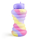 Kids Collapsible Silicone Water Bottle - Purple and Yellow Doughnut Iconix 