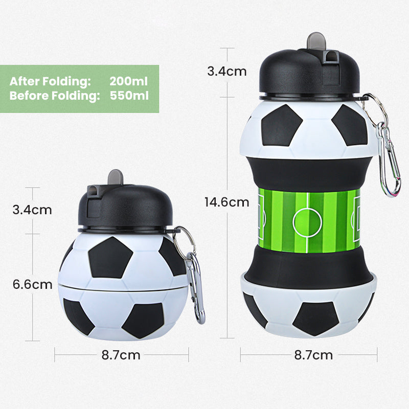 Kids Collapsible Silicone Water Bottle - Soccer Ball Iconix 