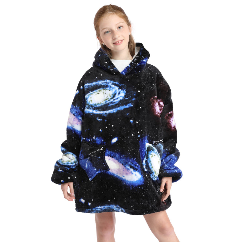 Kids Galactic Oversized Plush Blanket Hoodie Kids Blanket Hoodies Iconix 