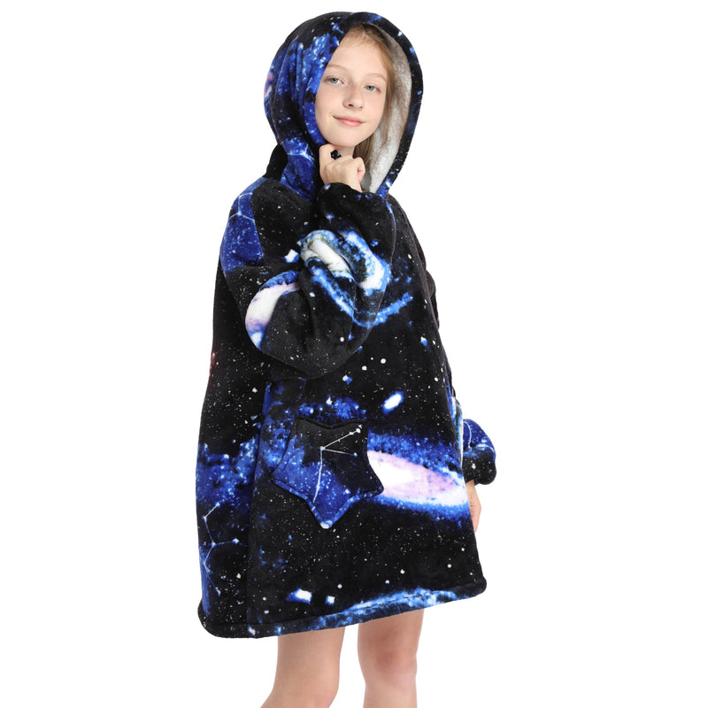 Kids Galactic Oversized Plush Blanket Hoodie Kids Blanket Hoodies Iconix 
