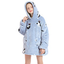 Kids Grey Boston Terrier Oversized Plush Blanket Hoodie Kids Blanket Hoodies Iconix 