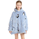 Kids Grey Boston Terrier Oversized Plush Blanket Hoodie Kids Blanket Hoodies Iconix 