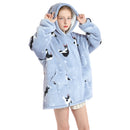 Kids Grey Boston Terrier Oversized Plush Blanket Hoodie Kids Blanket Hoodies Iconix 