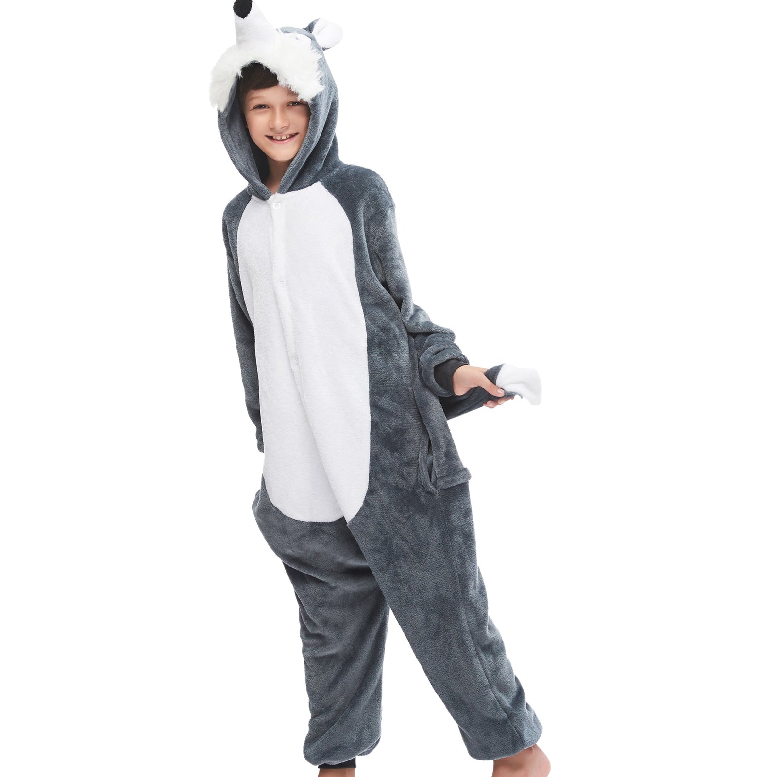 Kids Grey Wolf Onesie