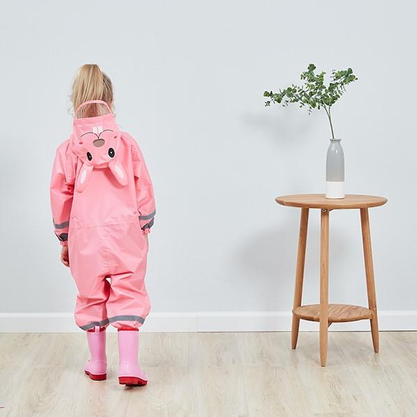 Kids One Piece Animal Raincoat - Pink Rabbit Iconix 