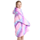 Kids Pink and Purple Stripe Oversized Plush Blanket Hoodie Kids Blanket Hoodies Iconix 
