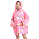 Kids Pink Sky Unicorn Oversized Plush Blanket Hoodie Kids Blanket Hoodies Iconix 