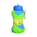 Kids Pop It Collapsible Silicone Water Bottle - Green and Blue Iconix 
