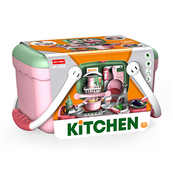 Kids Pretend Basket Playset - Pink Kitchen Pretend Play Toys Iconix 