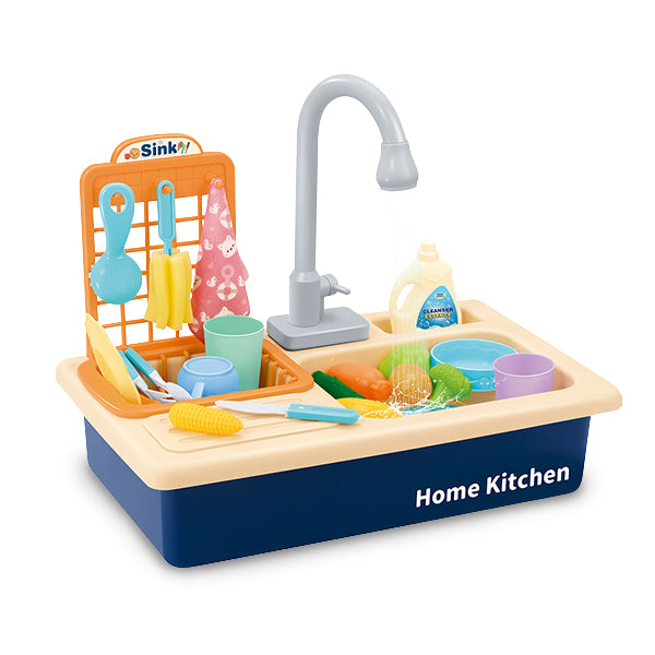 Kids Pretend Kitchen Sink Playset - Blue Pretend Play Toys Iconix 