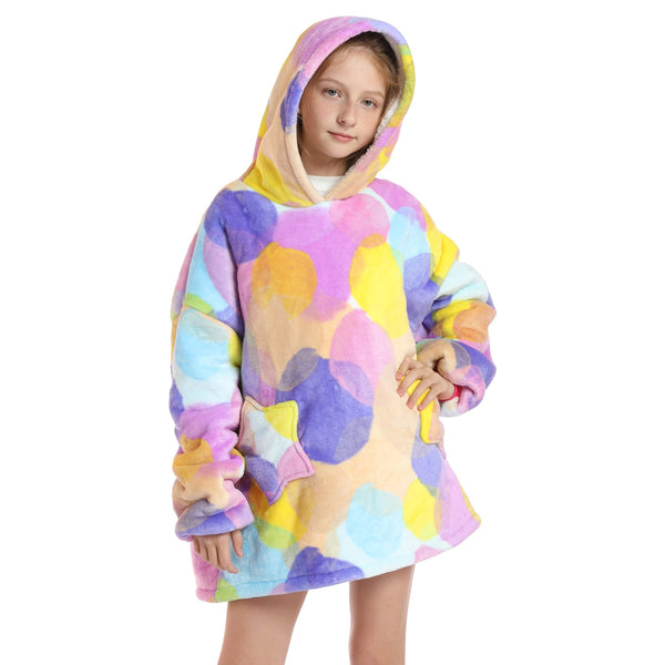 Kids Pretty Pastel Oversized Plush Blanket Hoodie Kids Blanket Hoodies Iconix 