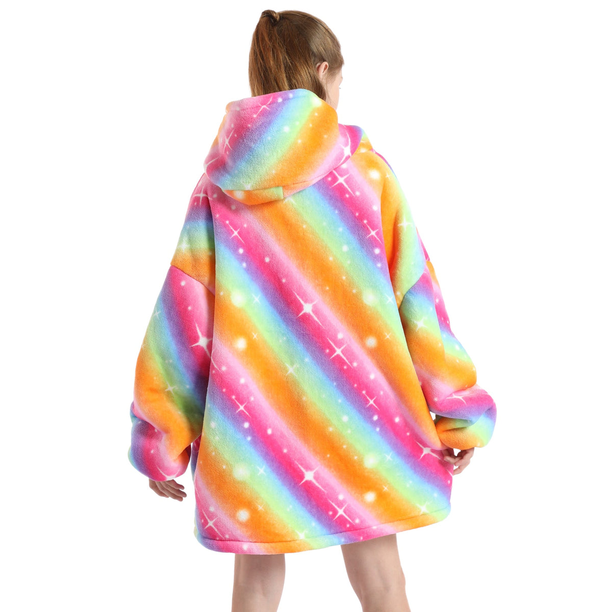 Kids Rainbow Unicorn Oversized Plush Blanket Hoodie