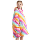 Kids Rainbow Unicorn Oversized Plush Blanket Hoodie Kids Blanket Hoodies Iconix 