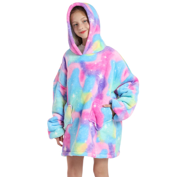 Kids Spectrum Splash Oversized Plush Blanket Hoodie Kids Blanket Hoodies Iconix 