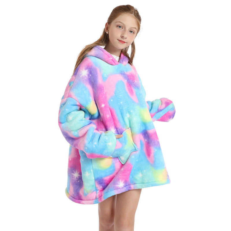 Kids Spectrum Splash Oversized Plush Blanket Hoodie Kids Blanket Hoodies Iconix 