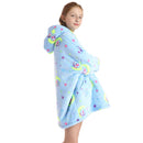 Kids Unicorn on The Moon Oversized Plush Blanket Hoodie Kids Blanket Hoodies Iconix 
