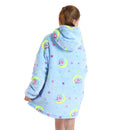 Kids Unicorn on The Moon Oversized Plush Blanket Hoodie Kids Blanket Hoodies Iconix 
